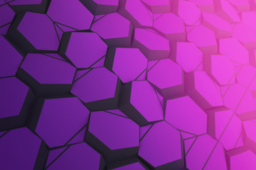 Obraz na płótnie Canvas Colorful hexagon 3D abstract background. Bees cells honeycomb texture. Three-dimensional render illustration.