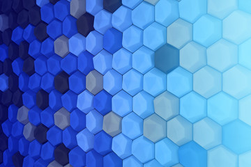 Fototapeta premium Colorful hexagon 3D abstract background. Bees cells honeycomb texture. Three-dimensional render illustration.