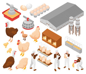 Poultry Farm Isometric Set © Macrovector