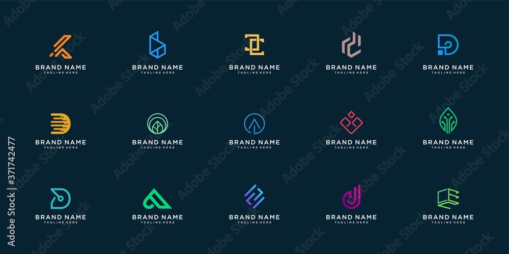 Poster minimalist abstract logo collection with initial and unique style premium vector