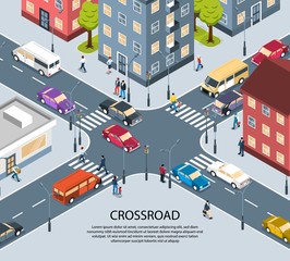 City Crossroad Isometric Poster 