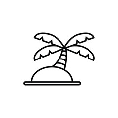 Island with coconut tree thin icon isolated on white background, simple line icon for your work.