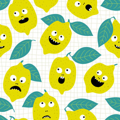 Template seamless pattern with lemons. Can be used on packaging paper, fabric, background for different images, etc.