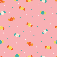 Seamless pattern with cartoon desserts. for fabric print, textile, gift wrapping paper. colorful vector for kids, flat style