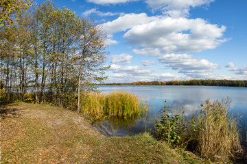 autumn landscape with lake