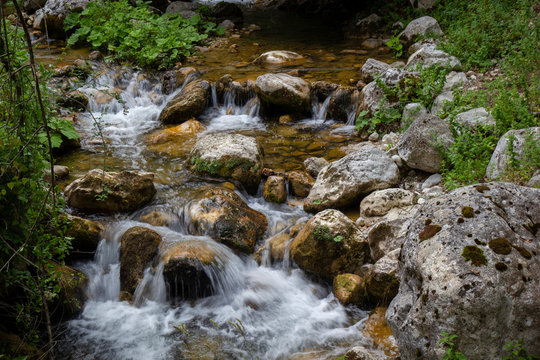 Bard'natore  tuoro waterfall in picentini mountains in Calabritto and Quaglietta italy