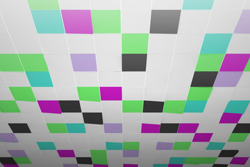 Bricks abstract background. Colorful wall texture. Three-dimensional render illustration.