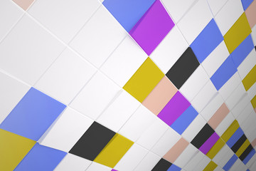 Bricks abstract background. Colorful wall texture. Three-dimensional render illustration.