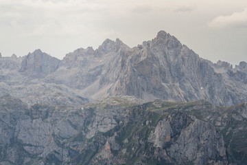 View the mountains of the Picos de Europa of Asturias in the afternoon from the Llesba lookout