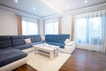 Interior of a rich house cozy living room.