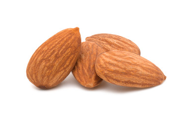 Close up,Almonds isolated on white background.