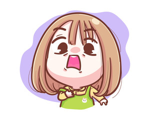 Character of scared face girl and shocked emotion isolated on white background with surprised and excited concept.