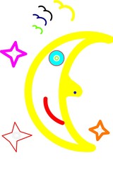 Smiling yellow moon on a white background - Lilleaker 