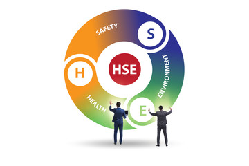 HSE concept for health safety environment with businessman
