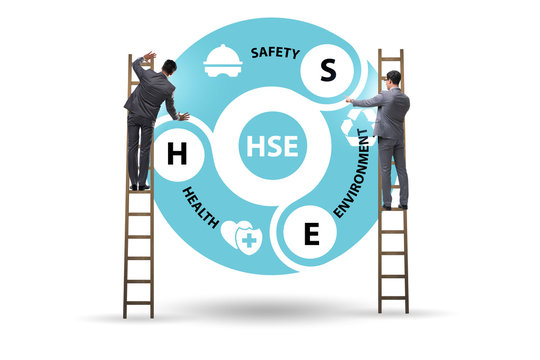 HSE concept for health safety environment with businessman