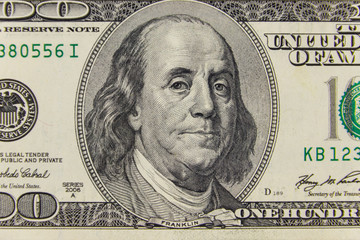 Macro shot of one hundred dollars bill