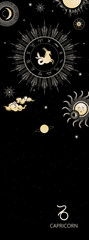 Zodiac background. Constellation Capricorn. Antique style. Vertical banner.