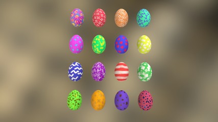 colorful easter eggs Low-poly 3D model