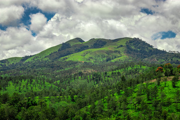 mountain range with amazing blue sky flat angle shot