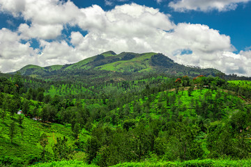 mountain range with amazing blue sky flat angle shot