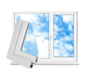 Window and sample of profile on white background
