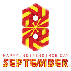 September 8, North Macedonia Independence Day congratulatory design with Macedonian flag elements.