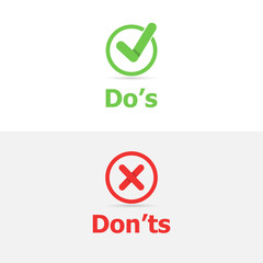 Set check mark and cross icon button Vector illustartion