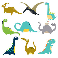 Funny cartoon dinosaurs collection. Vector illustration - 371755052