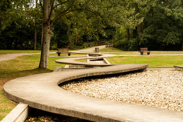 Concrete tile with geometric shapes