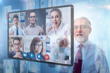 Concept of remote video conferencing during pandemic