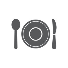 Plate, spoon, and knife icon. Restaurant symbol modern, simple, vector, icon for website design, mobile app, ui. Vector Illustration