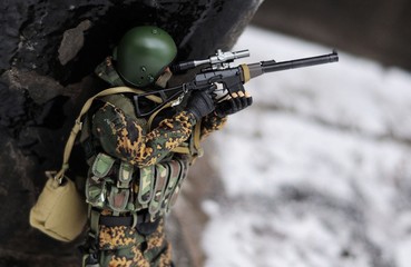 soldier with rifle