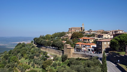 Fototapeta na wymiar Scenic aerial view over the town of Montalcino, province of Siena, Tuscany, Italy
