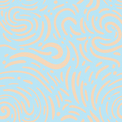 seamless pattern of pastel blue and orange colors. abstract smooth wavy lines. associations: freshness, summer, cocktail, citrus, lightness, champagne, joy