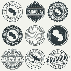 Obraz premium Paraguay Set of Stamps. Travel Stamp. Made In Product. Design Seals Old Style Insignia.