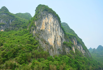 Green mountain show its rocks in Guilin