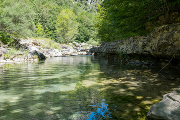 Fototapeta na wymiar Watherfall on Cañón de Añisclo, Huesca Pyrenees. National Park of Ordesa - Monte Perdido 