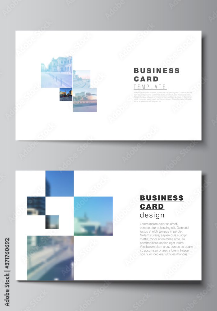 Poster vector layout of two creative business cards design templates, horizontal template vector design. ab