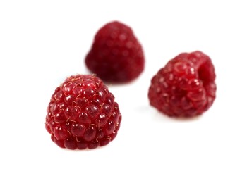 Raspberries, rubus idaeus against White Background