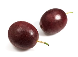Passion Fruit, passiflora edulis against White Background