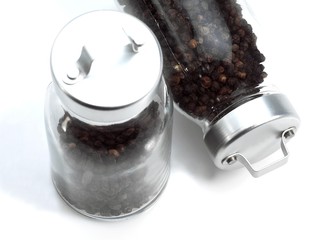 Black Peppercorn, piper nigrum against White Background