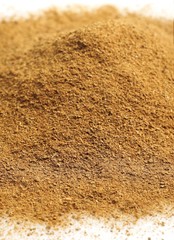 Cinnamon Bark and Powder, cinnamomum zeylanicum against White Background