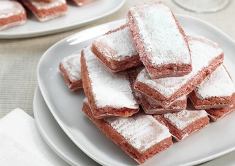 Biscuit Rose de Reims, Pink Biscuit found in French cuisine, It is customary to dip the biscuit in champagne