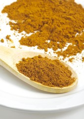 Root of Turmeric, curcuma longa, an Indian Spice against White Background