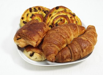French Sweet Breads : Croissants, Pain au Chocolat, Pain aux Raisons