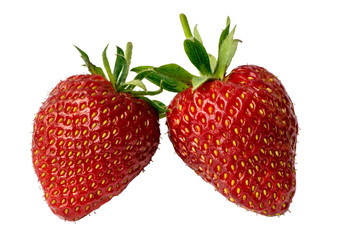 Two Fresh and Juicy Strawberry isolated on white background