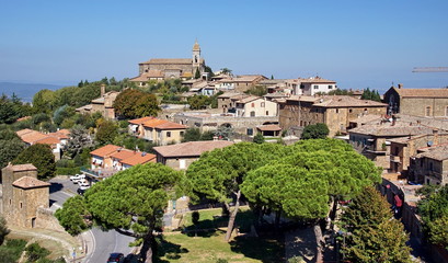 Scenic aerial view over the town of Montalcino, province of Siena, Tuscany, Italy