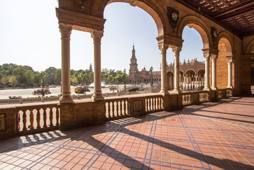 Arcades on the Plaza de España, Seville, Spain