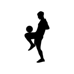 Fototapeta na wymiar Man jugling ball soccer football playing silhouette
