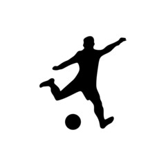 Fototapeta na wymiar Man kick ball soccer football playing silhouette